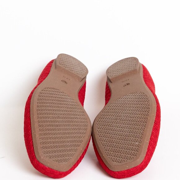 Rothys The Max Square Mary Jane Ballet Flats Red Crisp Basketweave - Picture 7 of 16